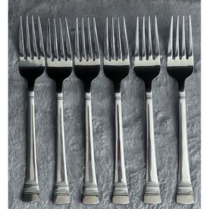 Pfaltzgraff‎ Rope Twist 18/0 Stainless Salad Forks-Set of 6-Braided Band Pattern